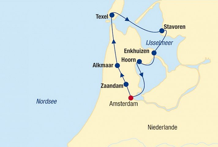 Flusskreuzfahrt Nordholland Boat & Bike