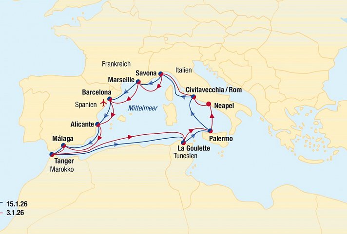 Kreuzfahrt Westliches Mittelmeer