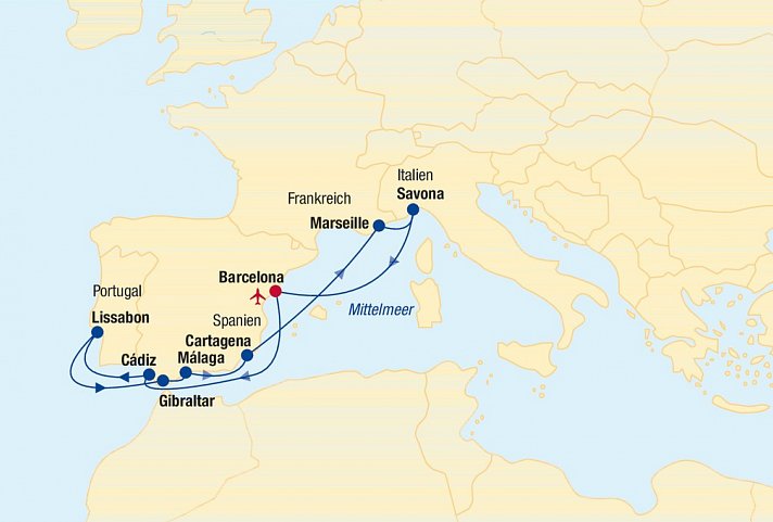 Kreuzfahrt Westliches Mittelmeer