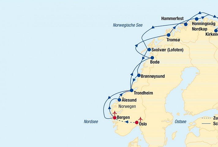 Hurtigruten Postschiffroute