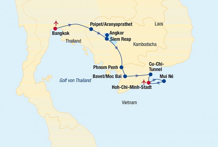  Rundreise Thailand, Kambodscha + Vietnam mit Baden 