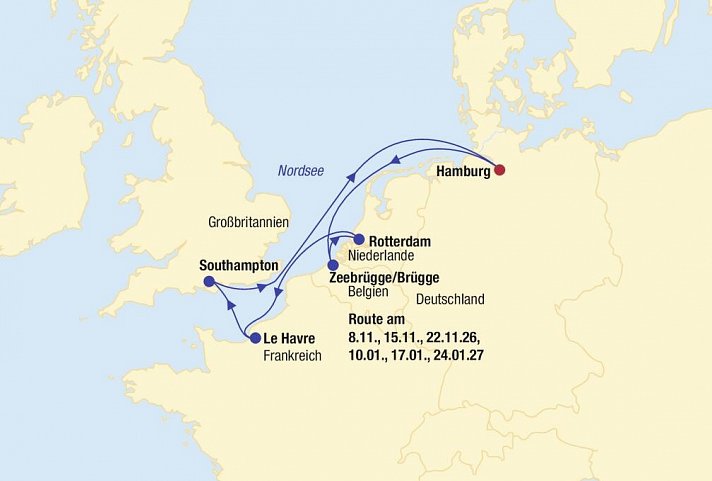 Kreuzfahrt Westeuropa inkl. Bahn