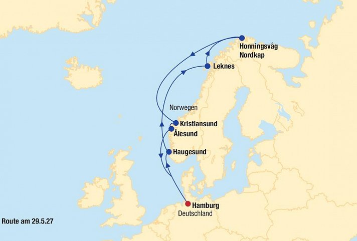Kreuzfahrt Nordkap inkl. Bahn