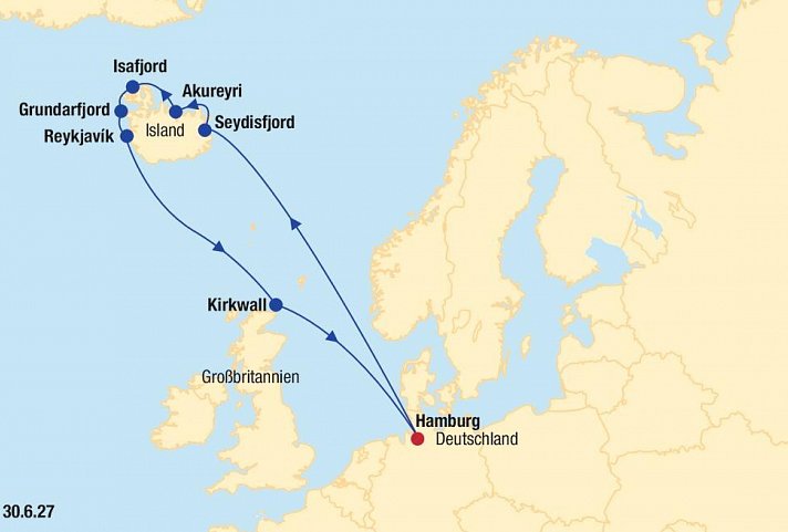 Kreuzfahrt Island inkl. Bahn