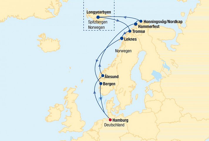 Kreuzfahrt Nordkap inkl. Bahn
