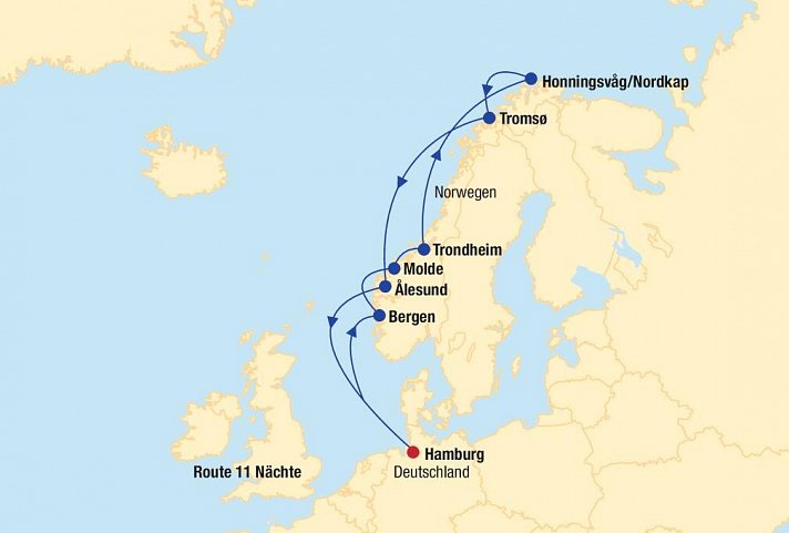 Kreuzfahrt Nordkap inkl. Bahn