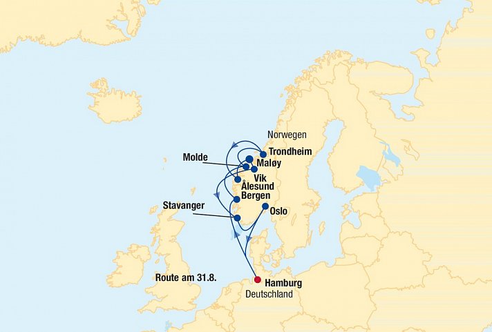 Kreuzfahrt Norwegen inkl. Bahn