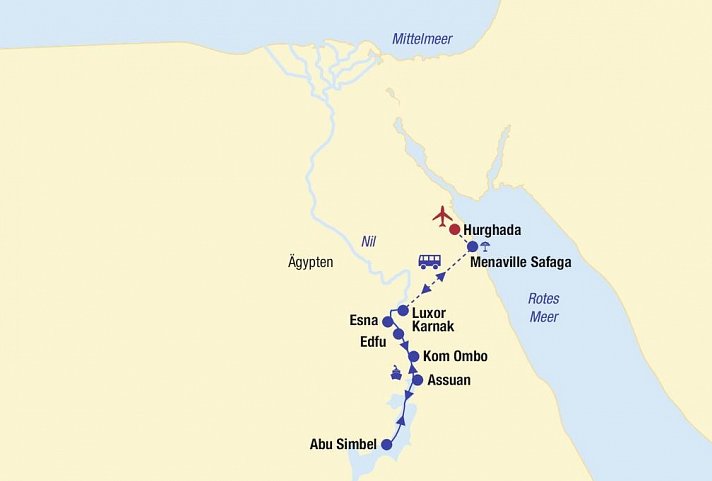 Nilkreuzfahrt + Badeurlaub Safaga