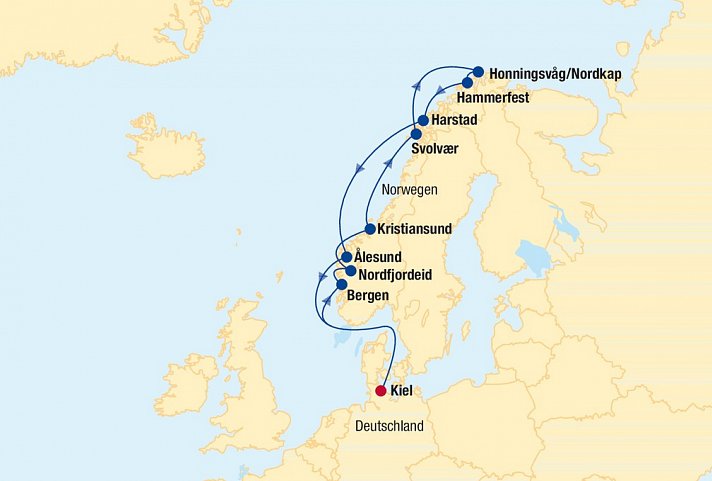 Kreuzfahrt Nordkap inkl. Bahn