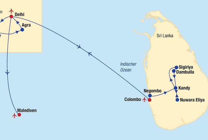 Sri Lanka, Indien & Malediven Rundreise