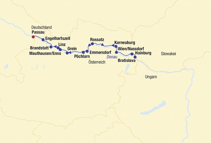 Flusskreuzfahrt Donau bis Bratislava