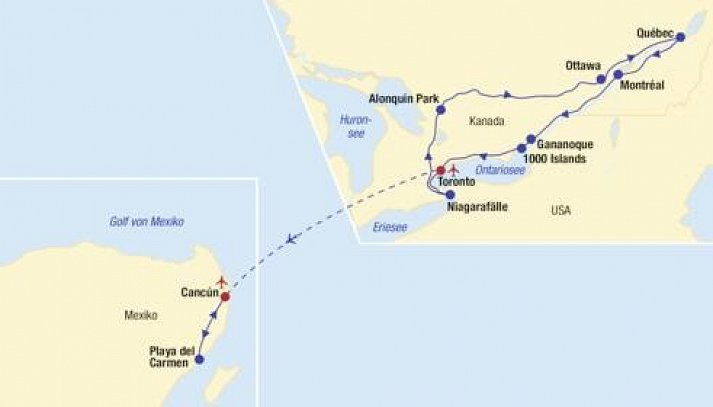 Kanada Rundreise & Badeaufenthalt Mexiko