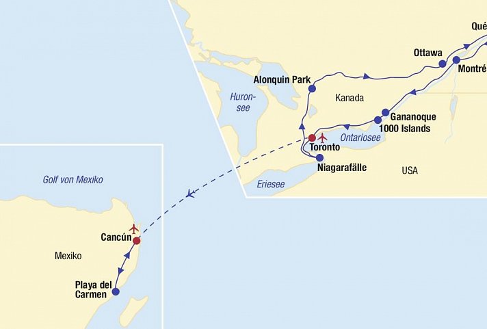 Kanada Rundreise & Badeaufenthalt Mexiko