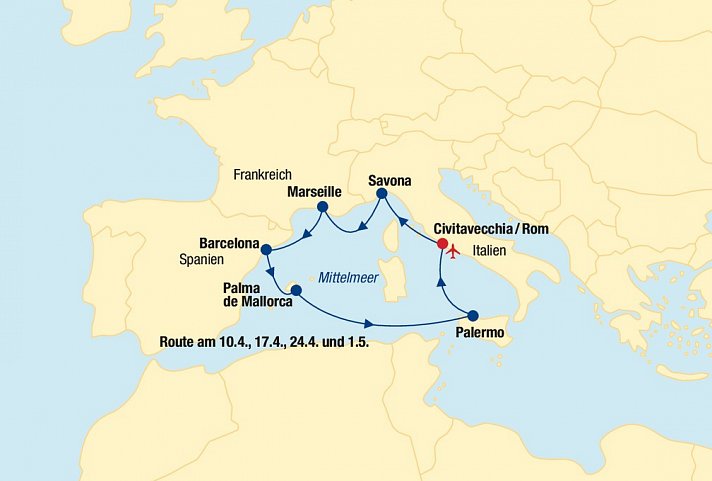 Kreuzfahrt Westliches Mittelmeer