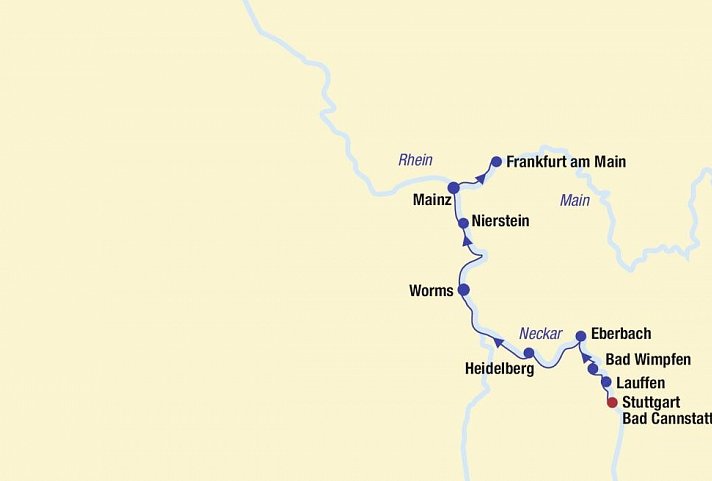 Flusskreuzfahrt Neckar, Rhein, Main Rad & Schiff
