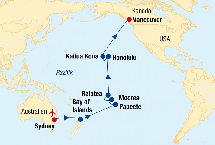 Kreuzfahrt Transpazifik: Sydney bis Vancouver