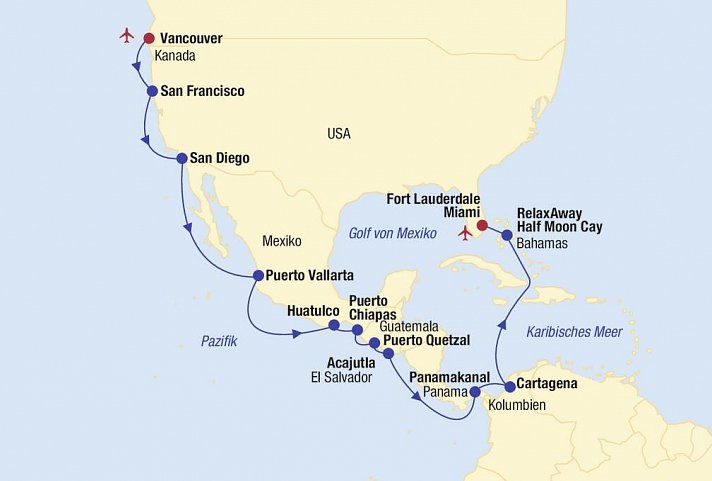 Kreuzfahrt Panamakanal (Vancouver bis Miami)