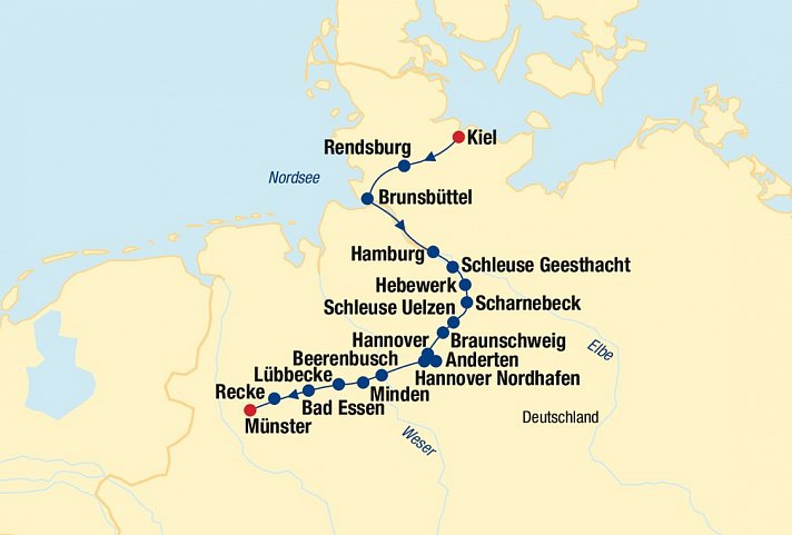 Flusskreuzfahrt Kiel-Münster