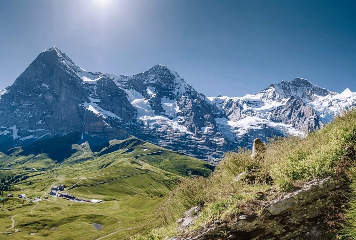 Die idyllische Bergwelt der Jungfrauregion - Kleine Scheidegg mit Blick auf Eiger Mönch und Jungfrau