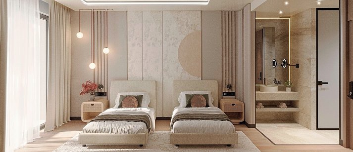 Seaden De Mar Resort & Spa - Modellbild Wohnbeispiel Doppelzimmer seitl. Meerblick (Zimmercodierungen DBN & DCN)