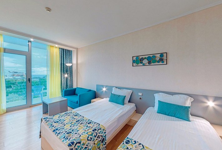 Marina Palace affiliated by Melia - Wohnbeispiel Doppelzimmer seitl. Meerblick (Zimmercodierungen DBN & DP1)